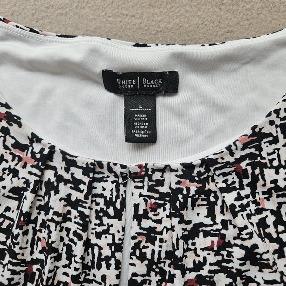 WHBM Abstract Print Sleeveless Shell Blouse, Size Large, EUC (Black, Ecru, Pink) - Picture 2 of 7